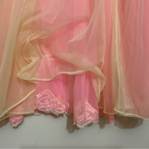 Jenelle of California Small/Med? Fly Away Robe Negligee Vintage Pink/Yellow RARE - Picture 4 of 10